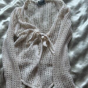 Ecote Light Cream Open-Knit Cardigan